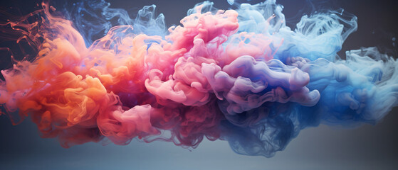 Fototapeta na wymiar Colored clouds of smoke in the form of a brain ..