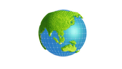 earth globe with green grass 3D rendering