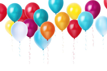 Bunch of Balloons Floating in the Air. on a White or Clear Surface PNG Transparent Background.