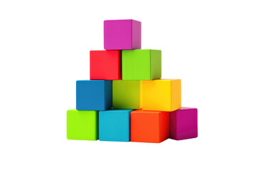 Fototapeta premium Colorful Blocks Stacked. on a White or Clear Surface PNG Transparent Background.