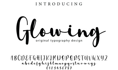 Glowing Font Stylish brush painted an uppercase vector letters, alphabet, typeface - obrazy, fototapety, plakaty