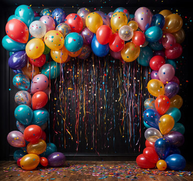 balloons decoration on the wall for birthday party celebration 