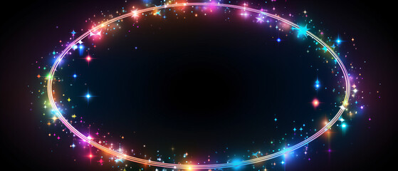 Fototapeta na wymiar Colorful magic stars Circle with Glow. Modern Round ..