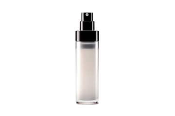 White Bottle With Black Top on White Background. on a White or Clear Surface PNG Transparent Background.