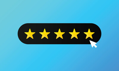 Five star rating vector design sign, symbol. Feedback, Review, and rate us icon. Vector Illustration