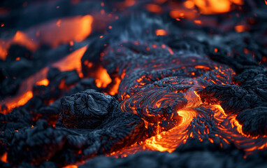 Lava close up.Magma from volcano . Generative AI