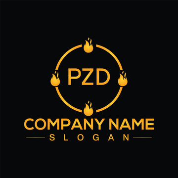 Square shape PZD letter logo design vector