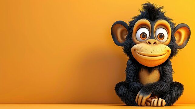 Black and orange monkey with a playful expression.