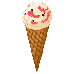 Raspberry Cheesecake Ice Cream in Waffle Cone