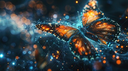 High tech digital butterfly futuristic style - obrazy, fototapety, plakaty