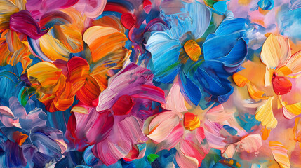 Abstract flowers oil paint.