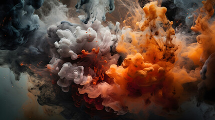 Overwhelming fire and smoke on a canvas of vibrant white.