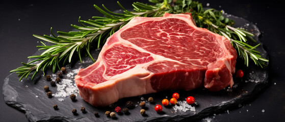 Dry aged Raw T-bone or porterhouse beef steak 