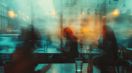 Blurred soft of people meeting at table