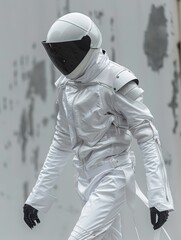 Modern Astronaut in Sleek White Spacesuit