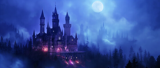 Fototapeta na wymiar Castle in the night. Fantasy background