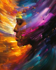 Abstract Artistic Portrait with Colorful Strokes