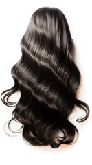 Naklejka premium Black long wavy hair Isolated on white background