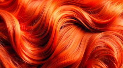 Red hair close-up as a background. Hairdressing procedures, extension.