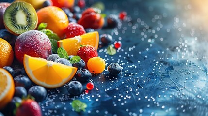 Fresh fruits background. Juicy fruits variety natural nutrition