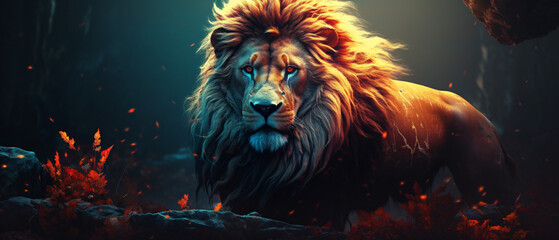 Fantasy digital art of a lion ..
