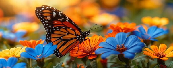 abstract nature spring Background spring flower and butterfly created by ai