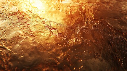 Gold foil background with light reflections. Golden textured wall