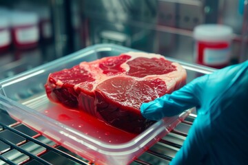 Futuro in cui la biotecnologia consentirà la produzione di carne coltivata in laboratorio come alternativa sostenibile alla produzione di carne tradizionale