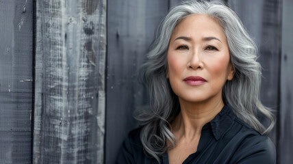 Fototapeta premium An elegant older woman exudes grace and wisdom in this powerful portrait.