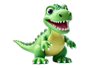 Green Toy Alligator With Open Mouth. on a White or Clear Surface PNG Transparent Background.
