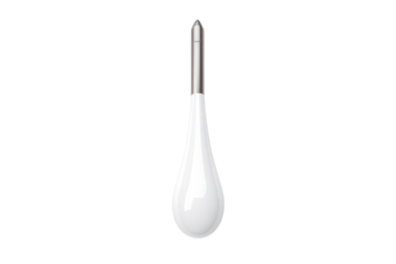 White Object With Silver Handle on White Background. on a White or Clear Surface PNG Transparent Background.
