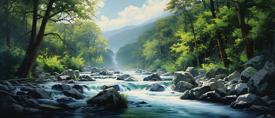 Flow mountain river .. - Powered by Adobe