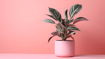 Fototapeta na wymiar plant on pink background with place for text
