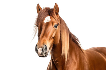 Brown Horse With White Spot on Forehead. on a White or Clear Surface PNG Transparent Background.