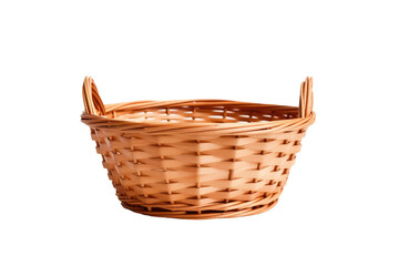 Fototapeta na wymiar Brown Basket With Handles on White Background. on a White or Clear Surface PNG Transparent Background.