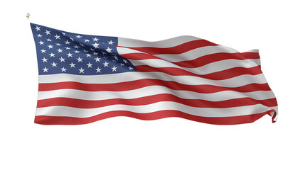 United States flag waving dynamically in wind
