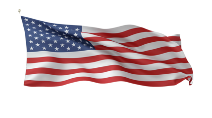 United States flag waving dynamically in wind