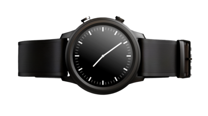 A stylish black face watch with a matching black band