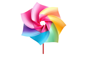 Colorful Pinwheel on White Background. on a White or Clear Surface PNG Transparent Background.