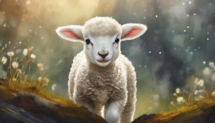 lamb in the field,art design