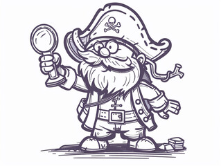 Adventurous doodle pirate character