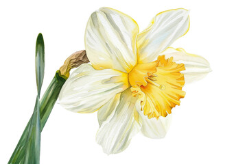 Daffodil Watercolor on Transparent Background. PNG
