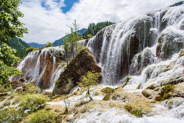 Pearl Beach Waterfall in Jiuzhaigou, Sichuan, China