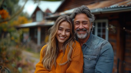 Affectionate Australian Father and Daughter Enjoying Autumn Together - obrazy, fototapety, plakaty