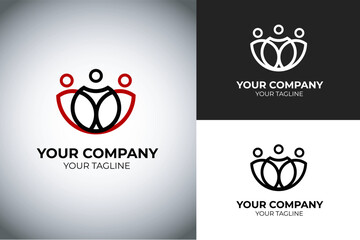 Human Logo With Logo Type and Logogram Black and White