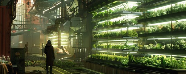 Urban vertical farms growing organic produce in small spaces