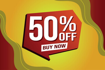 50% fifty percent off buy now poster banner graphic design icon logo sign symbol social media website coupon

