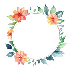 Fototapeta na wymiar a watercolor frame with flowers on Isolated transparent background png. generated with AI