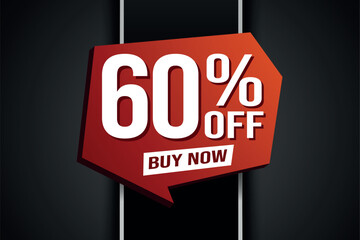 60% sixty percent off buy now poster banner graphic design icon logo sign symbol social media website coupon

