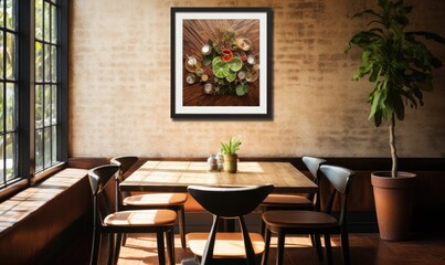 Fototapeta na wymiar mockup frame in a cafe or restaurant 
